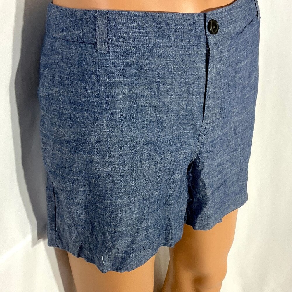 Merona Size 14 Blue Chambray Chino Cotton Shorts Womens 100% Cotton
